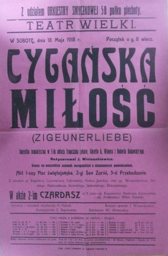 Teatr Wielki w Lublinie-Fr.Lehar:Cygańska miłość,1918